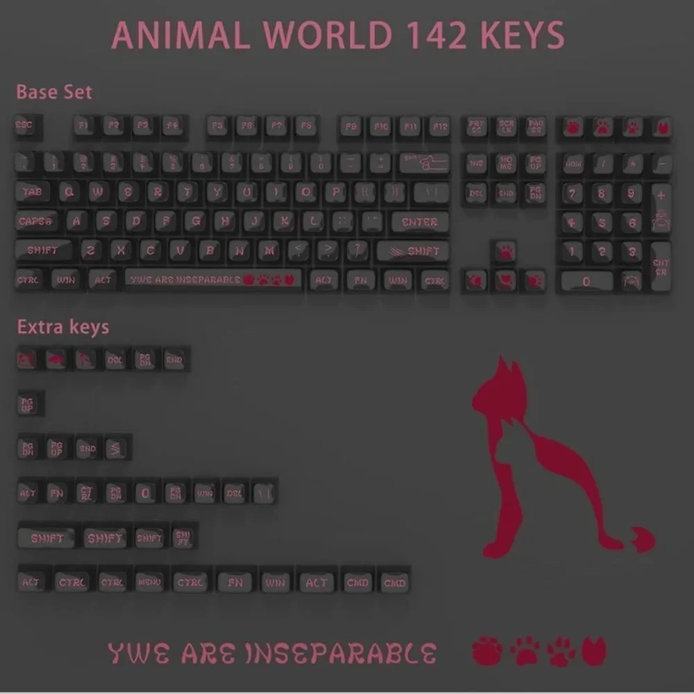 Coolkiller Animal World Theme Clear Keycap Set 142 Key Caps for Keyboards NEW